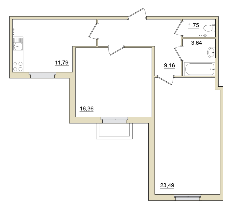 2 ккв 66,7 м²