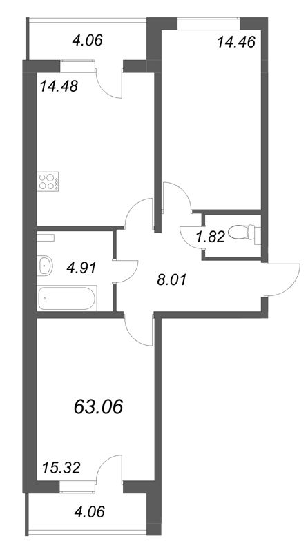2 ккв 63,1 м²