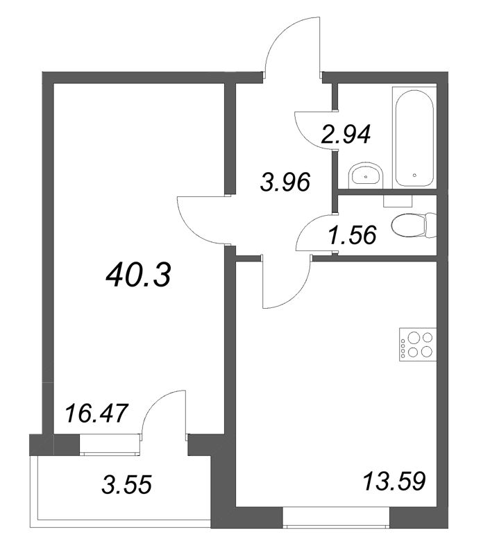 1 ккв 40,3 м²