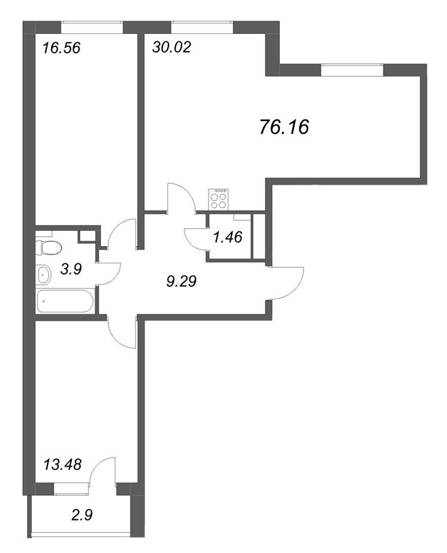 3 ккв (Евро) 76,2 м²