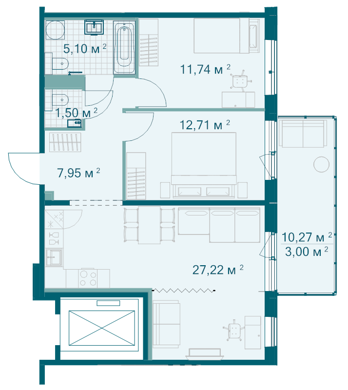 3 ккв (Евро) 69,2 м²