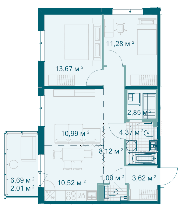 3 ккв (Евро) 68,5 м²