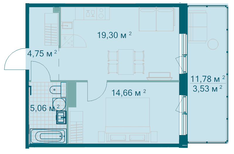 2 ккв (Евро) 47,3 м²