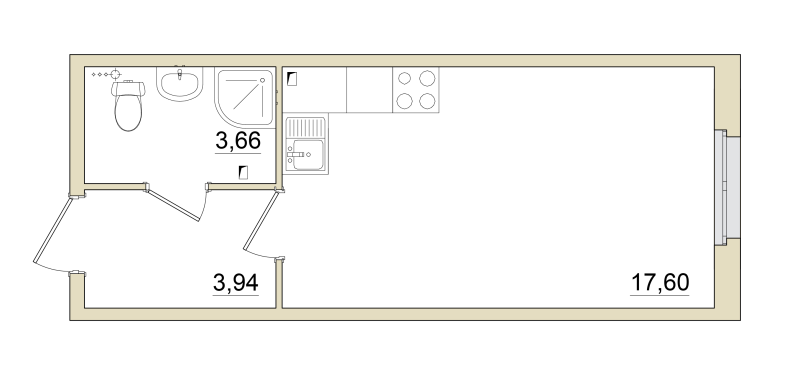 Студия 25,3 м²