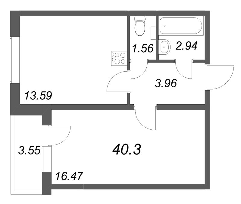 1 ккв 40,3 м²
