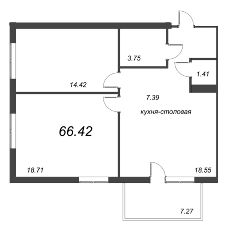 2 ккв (Евро) 45,5 м²