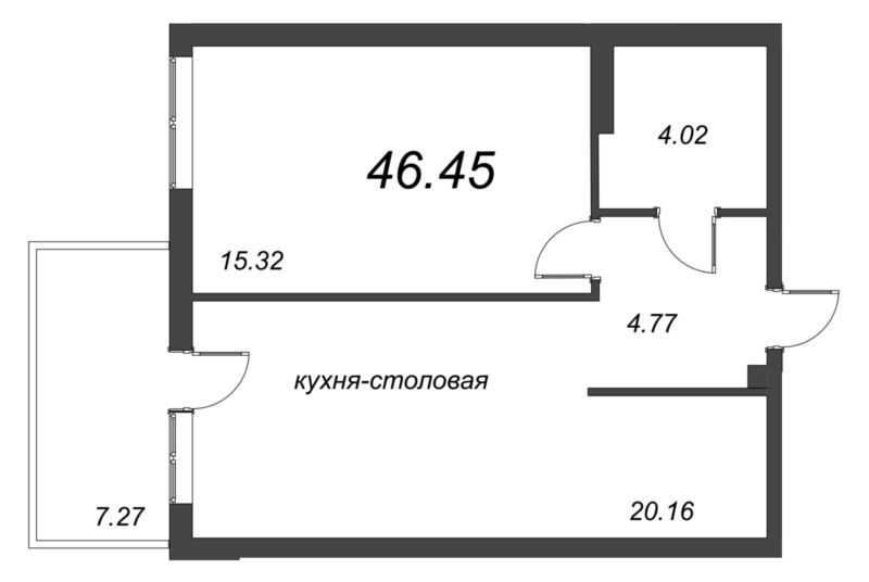 2 ккв (Евро) 46,4 м²
