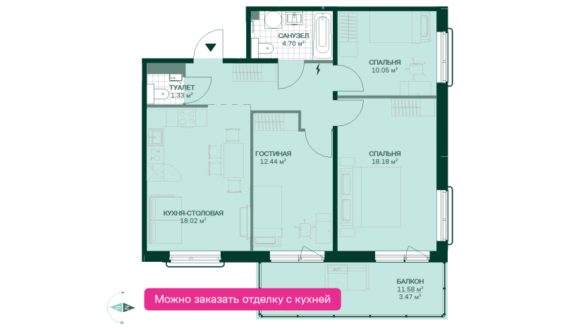 4 ккв (Евро) 76,9 м²
