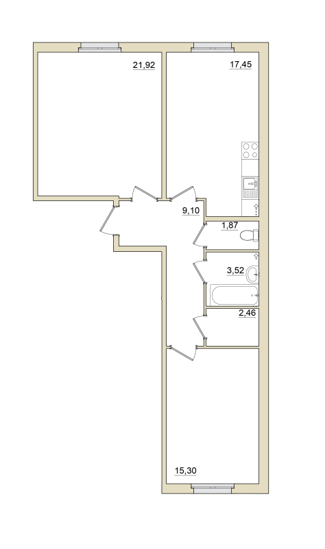 2 ккв 72 м²