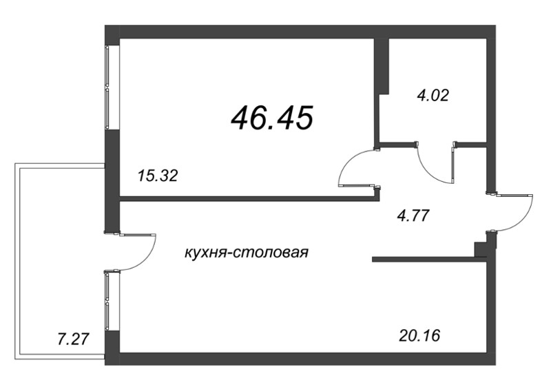 2 ккв (Евро) 46,4 м²