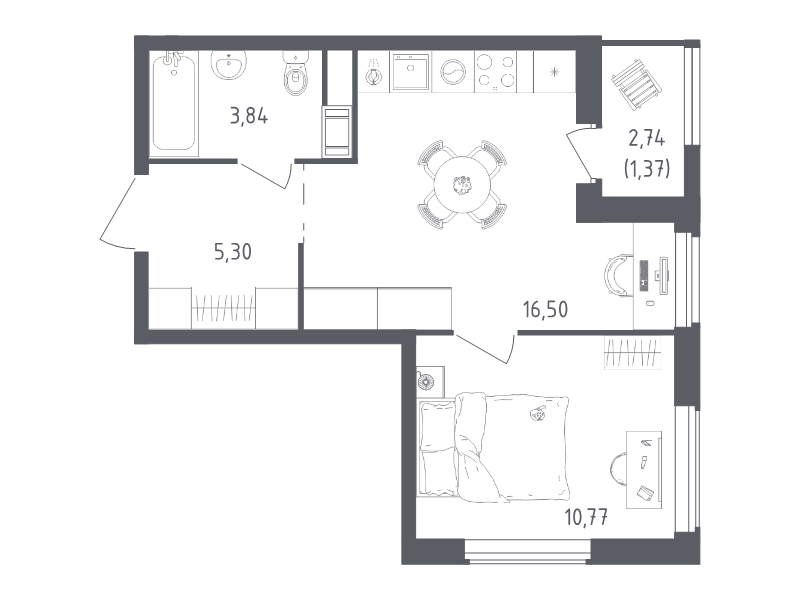2 ккв (Евро) 37,8 м²