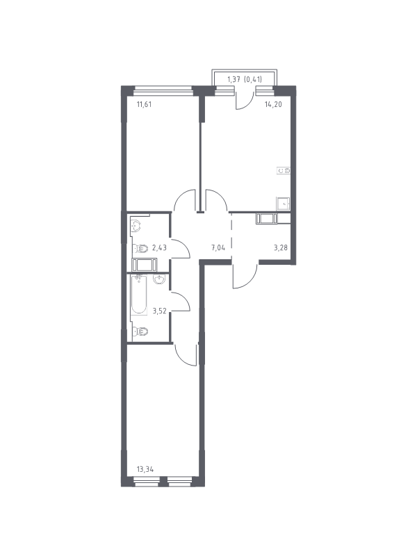 2 ккв 55,8 м²