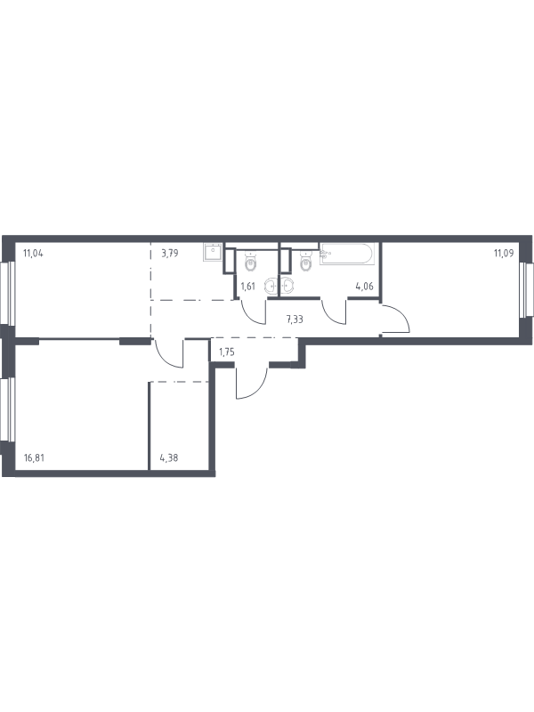 2 ккв 61,9 м²