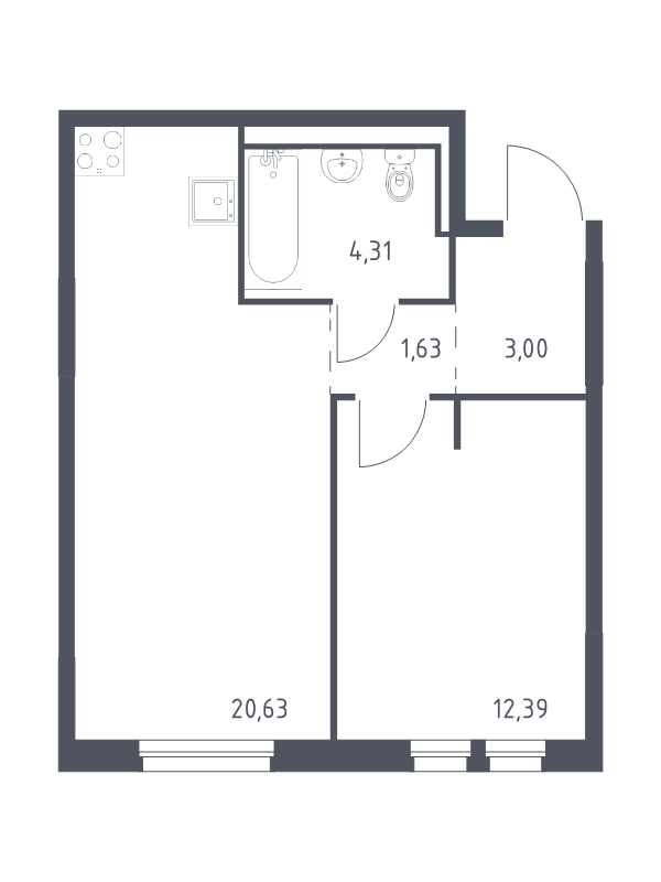 2 ккв (Евро) 42 м²