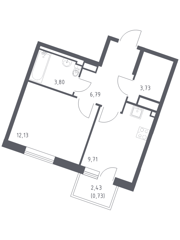 1 ккв 36,9 м²
