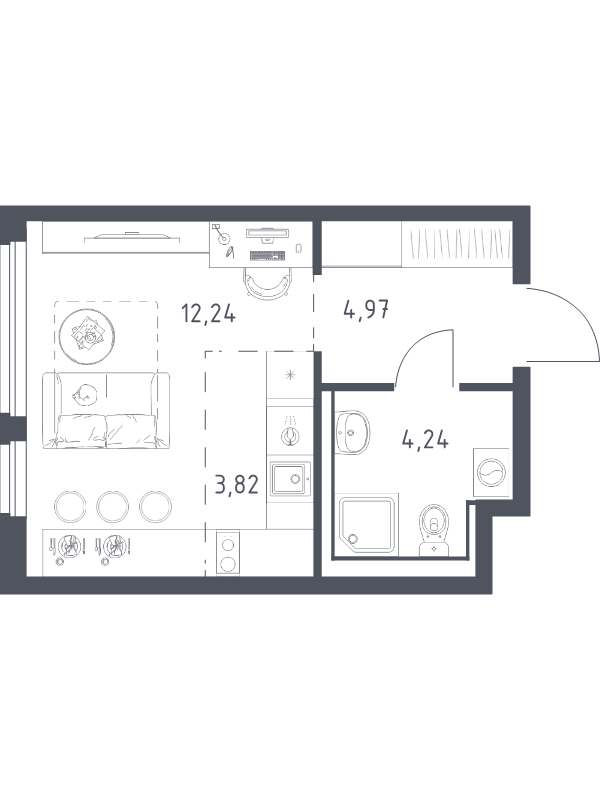 Студия 25,3 м²