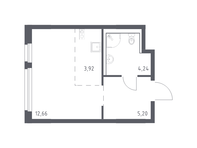 Студия 26 м²