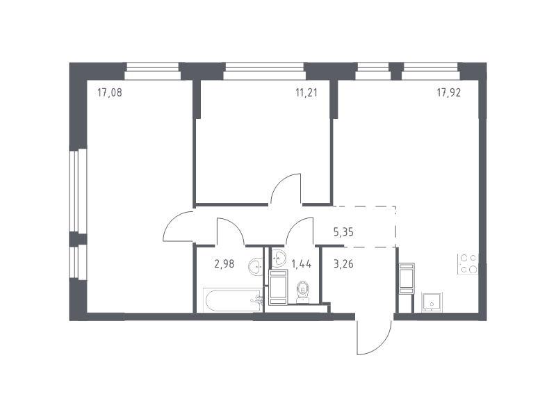 3 ккв (Евро) 59,2 м²