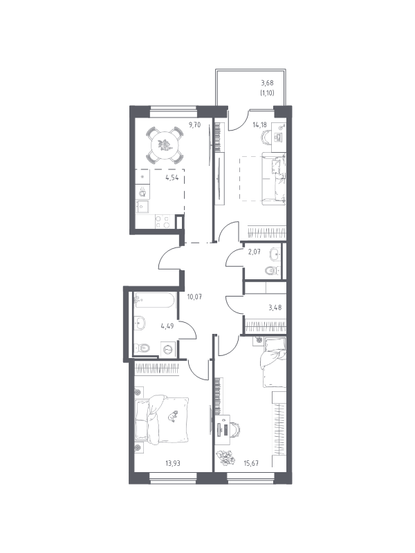 3 ккв 79,2 м²