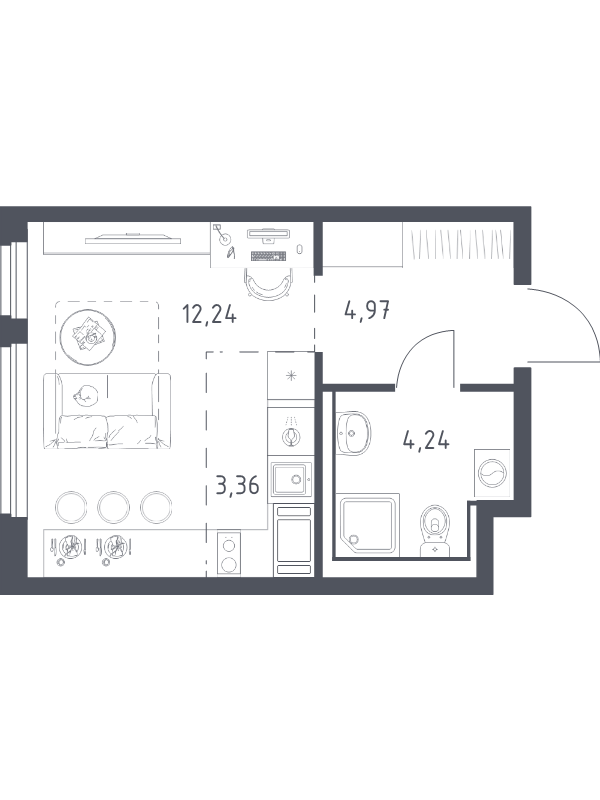 Студия 24,8 м²