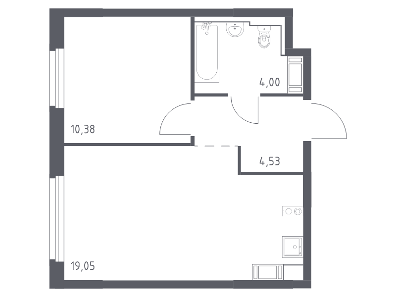 2 ккв (Евро) 38 м²