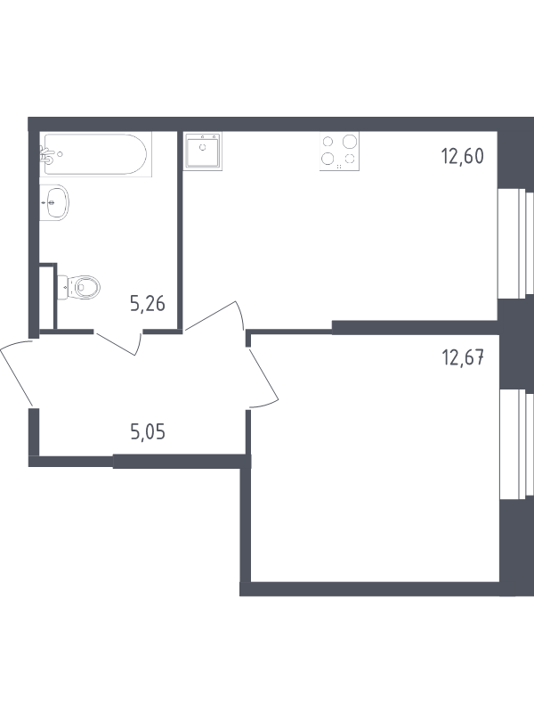 1 ккв 35,6 м²