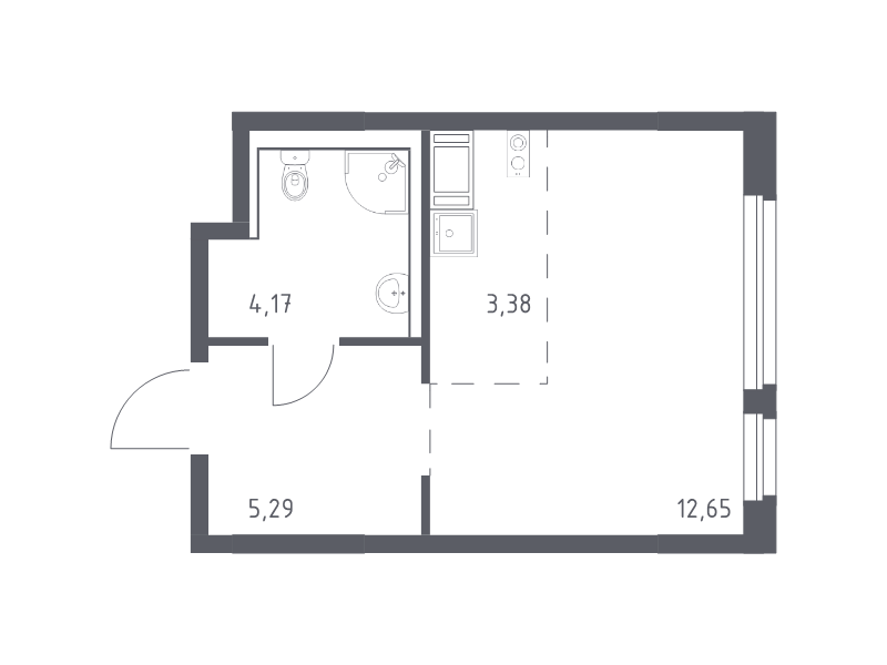 Студия 25,5 м²