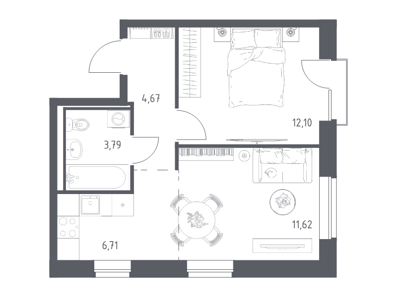 2 ккв (Евро) 38,9 м²
