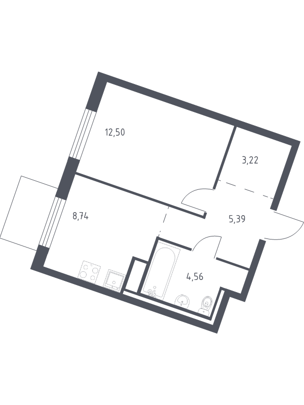 1 ккв 34,4 м²