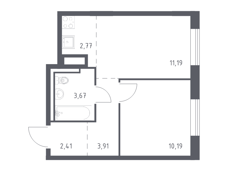1 ккв 34,1 м²
