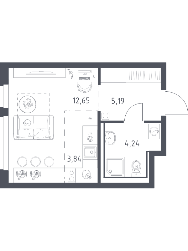 Студия 25,9 м²
