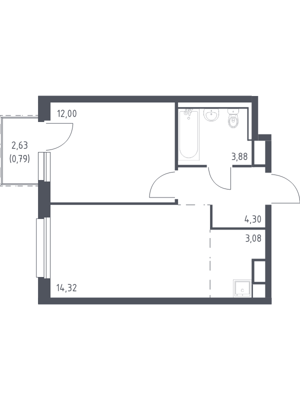 2 ккв (Евро) 38,4 м²