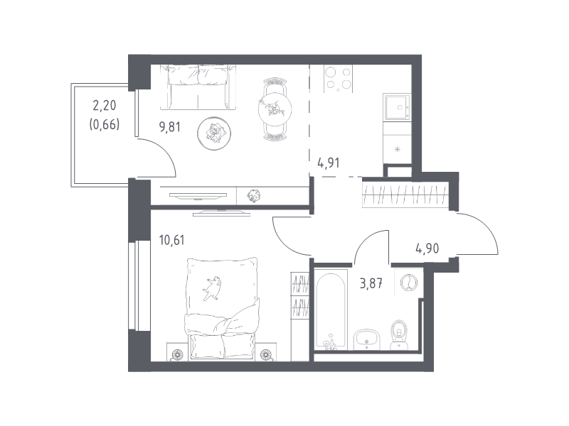 1 ккв 34,8 м²