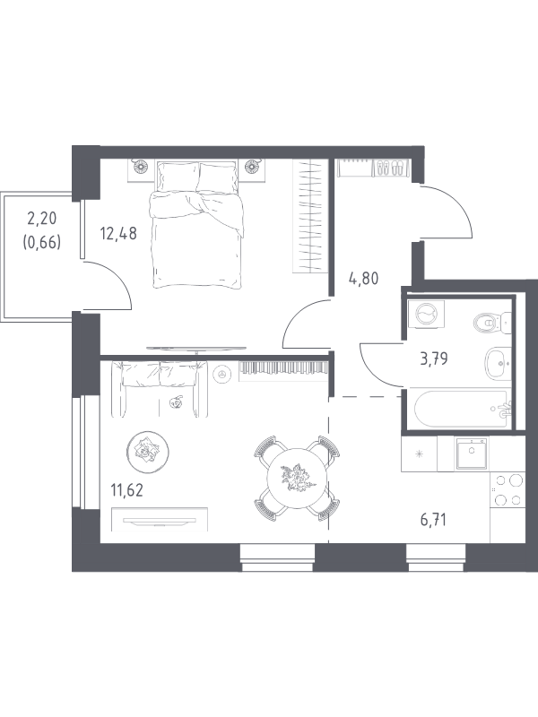2 ккв (Евро) 40,1 м²