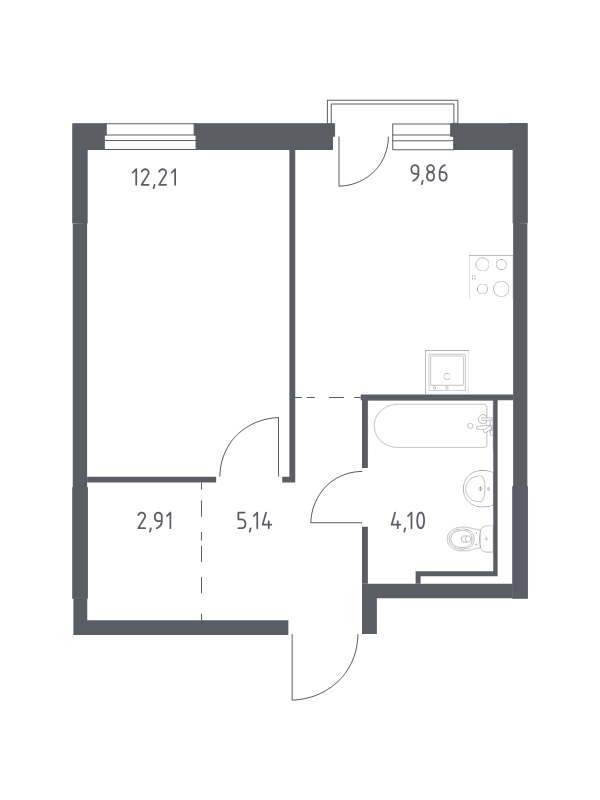 1 ккв 34,2 м²