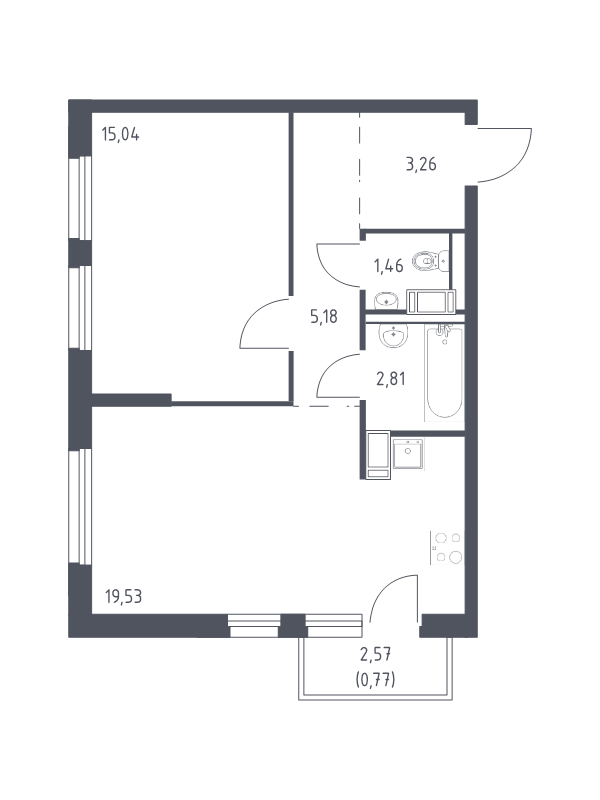 2 ккв (Евро) 48,1 м²