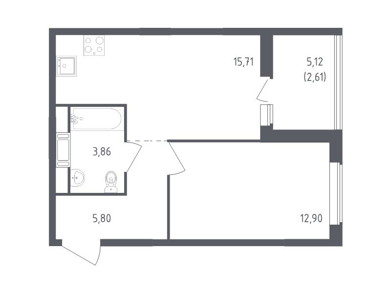 2 ккв (Евро) 40,7 м²