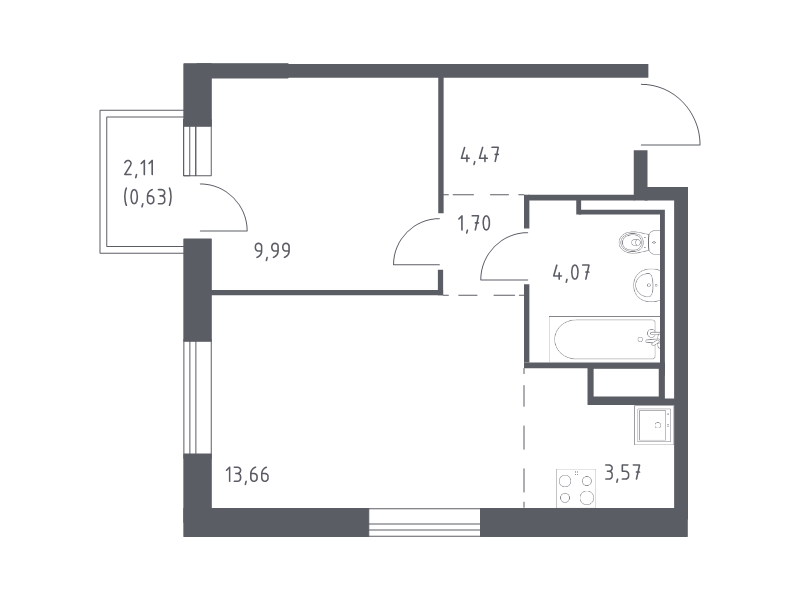 2 ккв (Евро) 38,1 м²