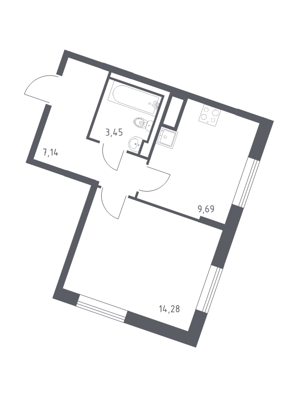 1 ккв 34,6 м²