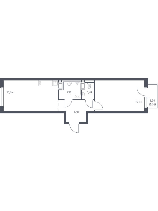 2 ккв (Евро) 45,2 м²
