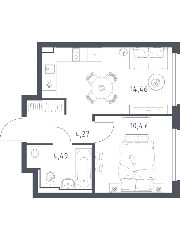 1 ккв 33,7 м²