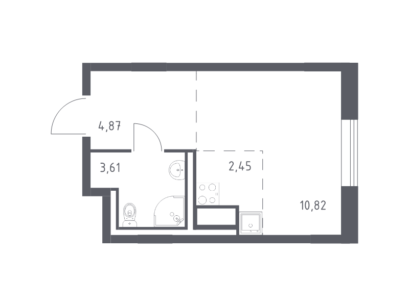 Студия 21,8 м²