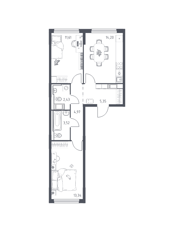 2 ккв 55,1 м²