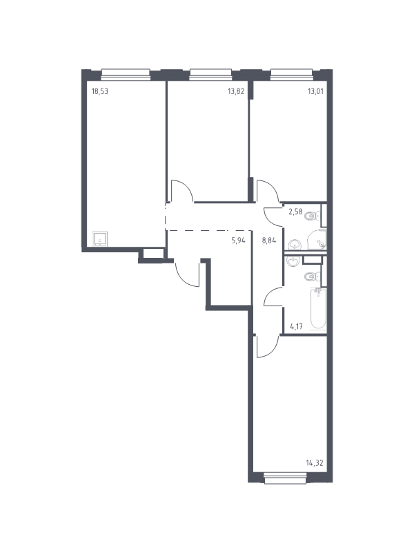 4 ккв (Евро) 81,2 м²