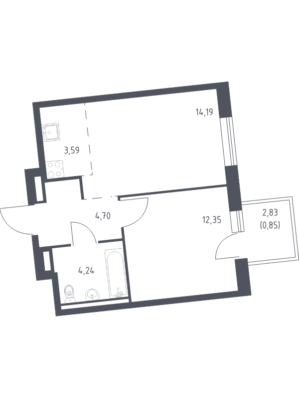 2 ккв (Евро) 39,9 м²