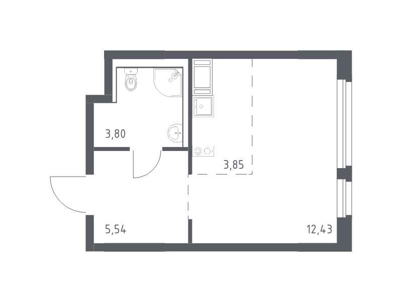 Студия 25,6 м²