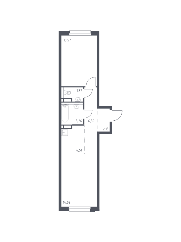2 ккв (Евро) 45,6 м²