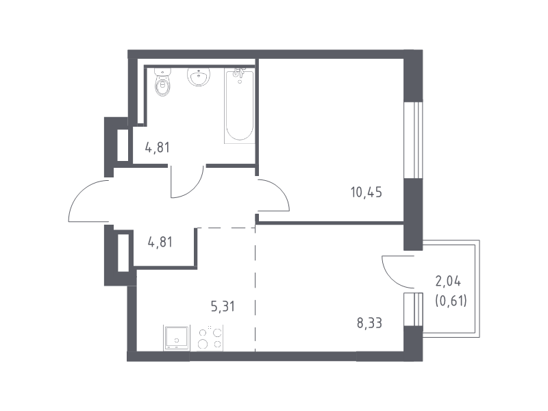 1 ккв 34,3 м²