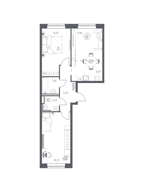 3 ккв (Евро) 60 м²