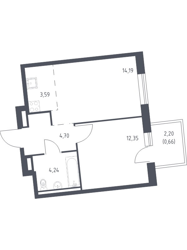 2 ккв (Евро) 39,7 м²